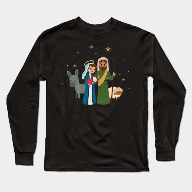 Christmas Nativity Family holding Baby Jesus Long Sleeve T-Shirt by 513KellySt